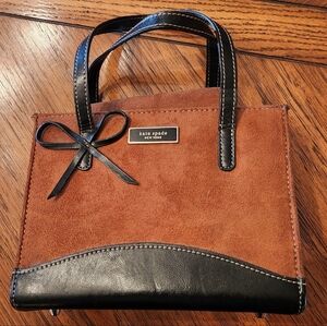 Small Brown Suade Kate Spade Purse with Black Bow